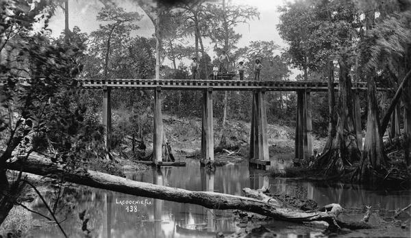 Railroad workers on bridge - Lacoochee, Florida