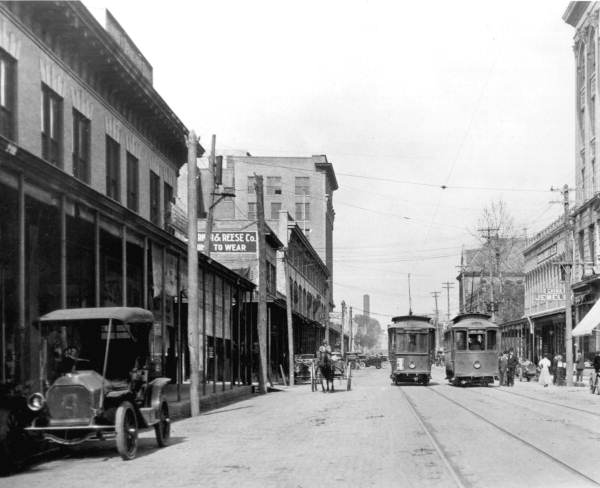 Looking down along Palafox Street - Pensacola, Florida.