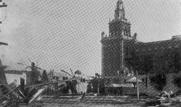 Damage to the Roman Pools in the aftermath of the 1926 hurricane - Miami Beach, Florida.