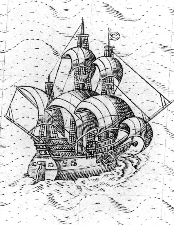 Print of a French sailing galleon