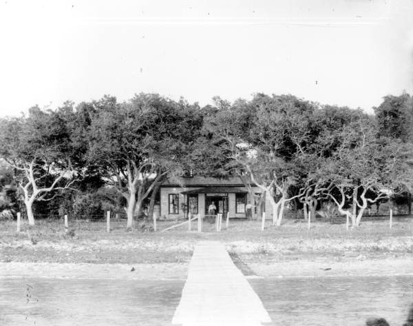 View of the Iverson home on Gulf Stream Avenue from a footbridge - Sarasota, Florida.