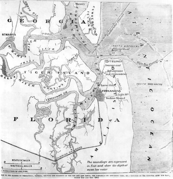 Map of the harbor of Fernandina, Florida.