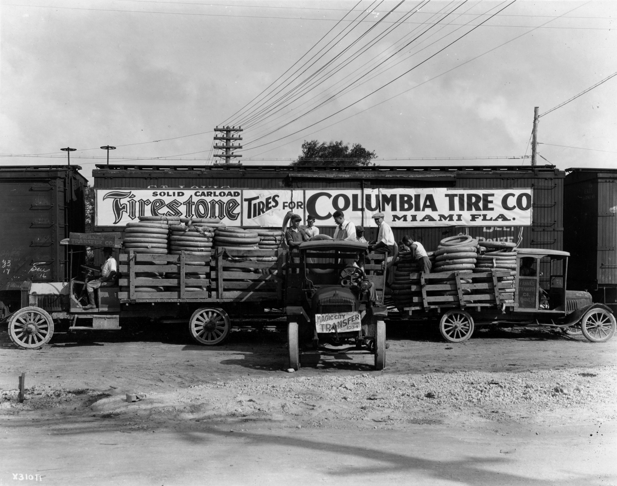 Trucks loaded with Firestone tires - Miami, Florida