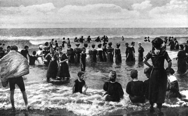 Surf bathing on Florida coast.