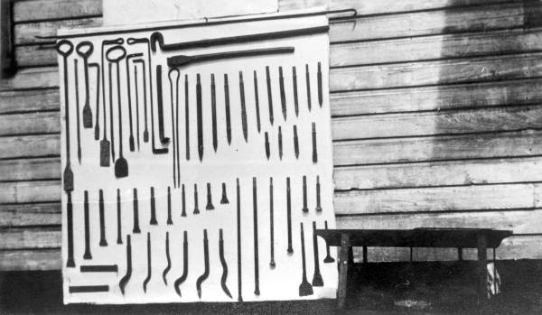 Tools used in making concrete ships at the Bentley shipyard - Jacksonville, Florida.