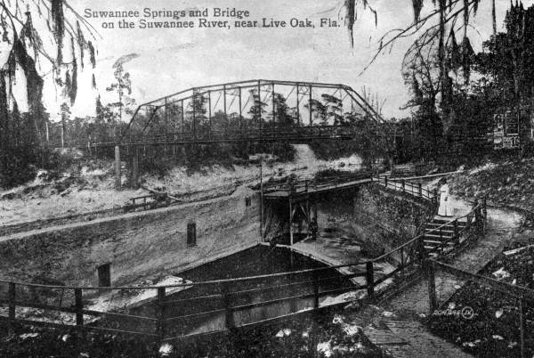 Suwannee Springs and Bridge on the Suwannee River, near Live Oak, Florida.