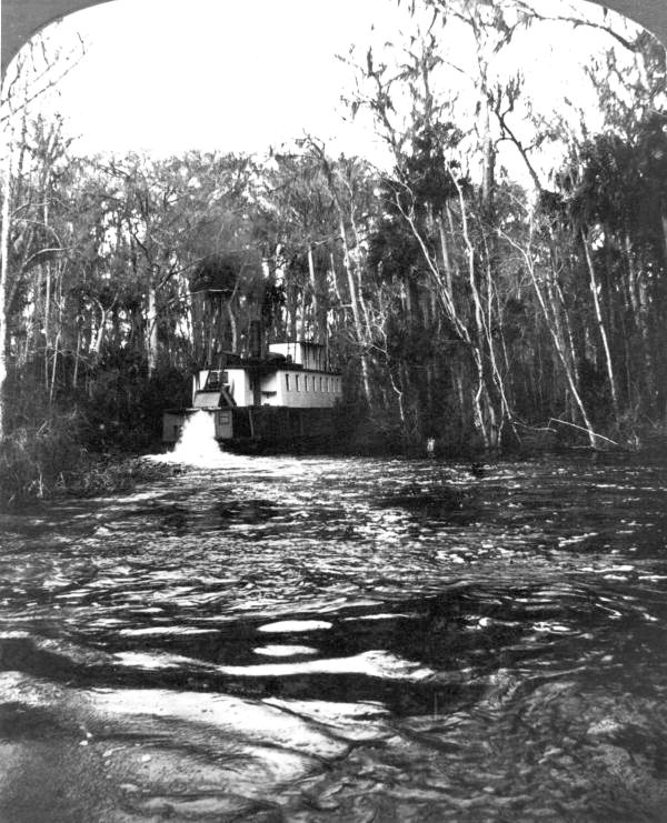 Steamboat "Okeehumkee" running in Pin Hook Bend on the Ocklawaha River - Putnam County, Florida