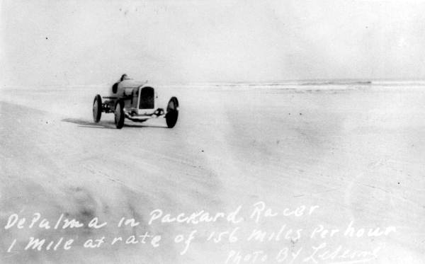 Ralph DePalma racing his Packard '905' Special - Daytona Beach, Florida.