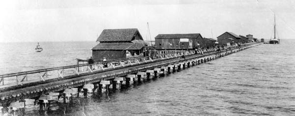 Railroad pier extending into Tampa Bay - Saint Petersburg, Florida.