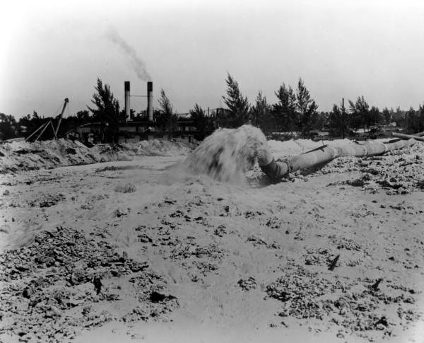 Land fill being pumped - Miami Beach, Florida.