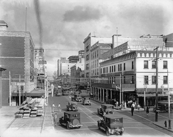 Looking down East Flagler Street - Miami, Florida.