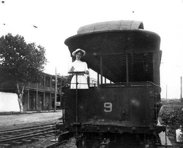 Unidentified woman on Bayshore tram number 9 - Pensacola, Florida.