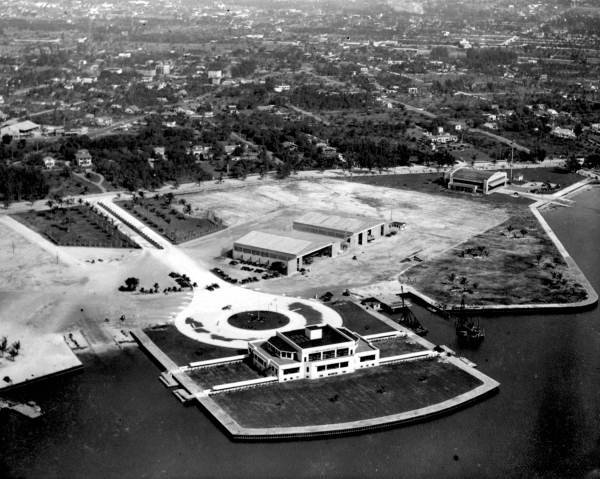 Aerial view of Pan American Airways at Dinner Key Base - Miami, Florida.