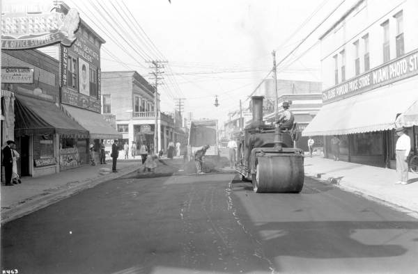 North Miami Avenue, near 3rd Street, being paved - Miami, Florida.