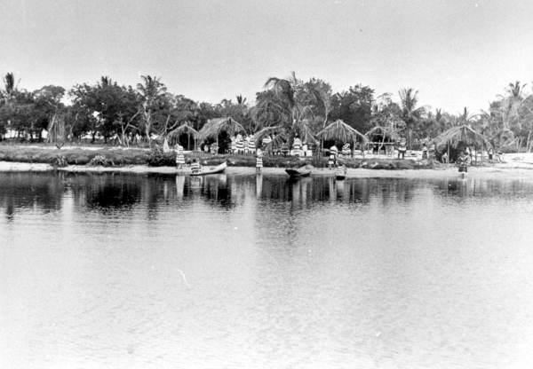 Seminole Indians camped on Lake Pancoast for film - Miami Beach, Florida.