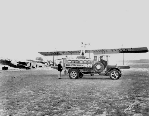 Jean Durand's plane being refueled - Tampa, Florida