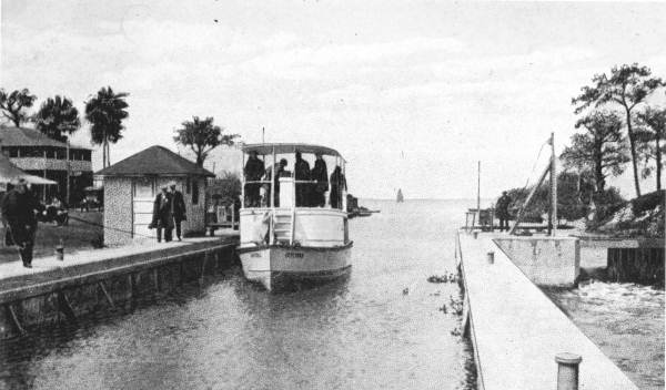 Boat entering locks at Lake Okeechobee