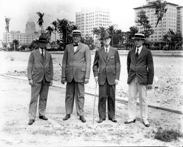 Four of the city's founders at the site of the Royal Palm Hotel - Miami, Florida.