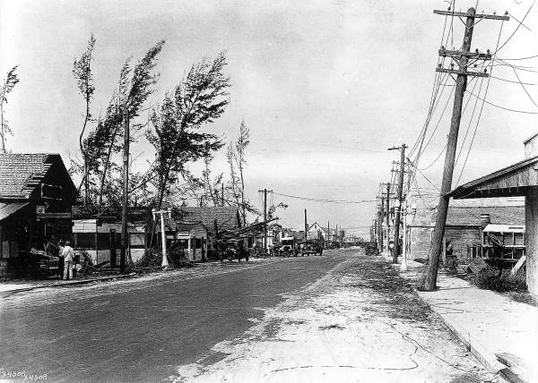 Hurricane damage on 79th Street - Miami, Florida.