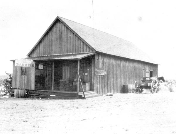 McCormic and Company bank located in temporary quarters on the porch of the Skipper Brothers building - Frostproof, Florida