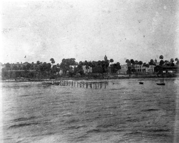 View of pier and waterfront from the St. John's River - Sanford, Florida.