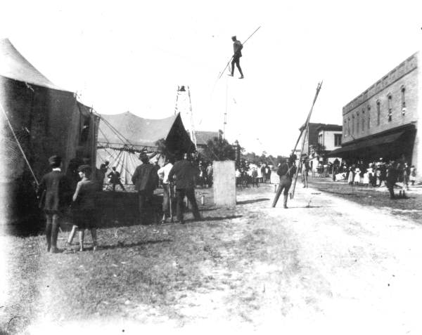 Circus performance on Bay Street - Eustis, Florida