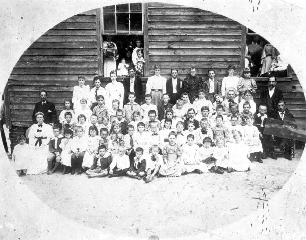Waukeenah Academy's pupils and teachers assembled for portrait - Waukeenah, Florida