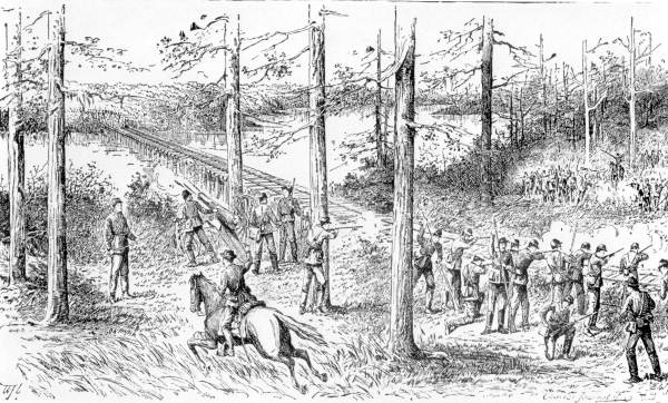 Artist's rendering of a Civil War fight - Cedar Key, Florida