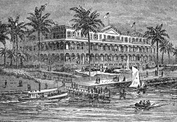 Engraving of the Sanford House hotel - Sanford, Florida.