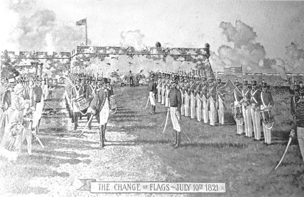 Painting of the change of flags - Saint Augustine, Florida