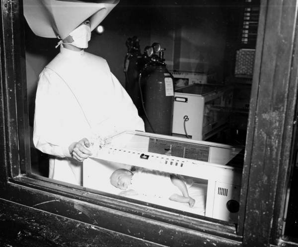 Baby in incubator at Saint Luke's Hospital - Jacksonville, Florida.