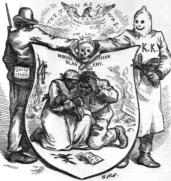 The White Men's League and KKK oppressing blacks