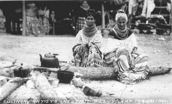 Two Seminole women at Chestnut Billy's camp on the Tamiami Trail