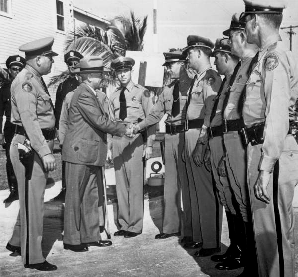 United States President Truman greeting Florida Highway patrolmen - Key West, Florida.