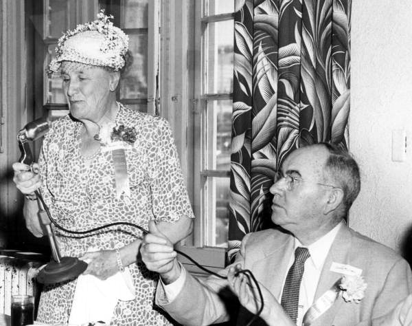 Miss Frances Griscom speaking during newspaper anniversary - Tallahassee, Florida