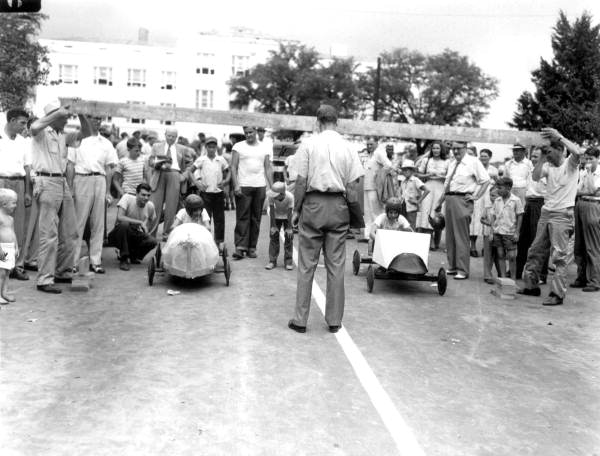 Soap box derby race on Jefferson Street - Tallahassee, Florida.