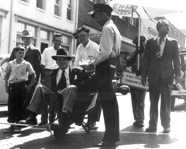 Chief Montgomery giving Mr. Cawthon a traffic ticket - Tallahassee, Florida.