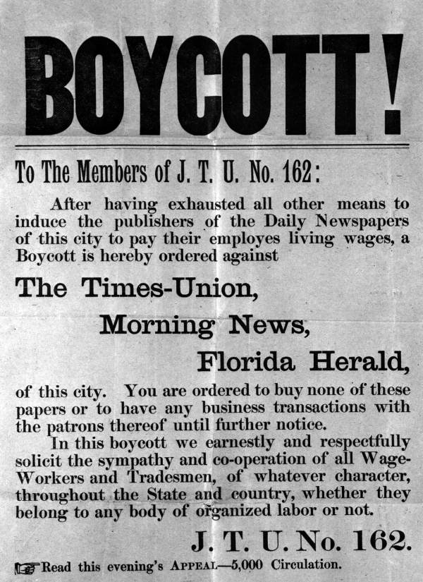 Flier regarding boycott - Jacksonville, Florida