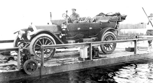 Automobile transported by ferry, on the St. Johns River - Lake Monroe, Florida
