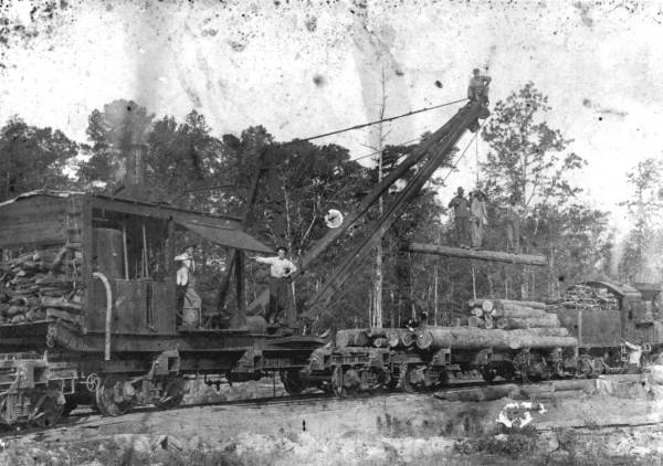 Steam crane loading logs - Escambia County, Florida