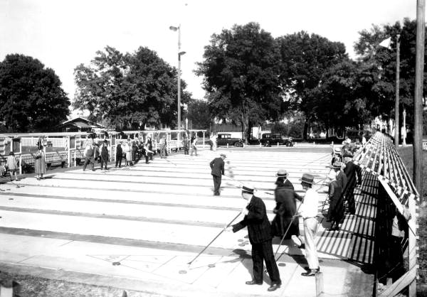 People enjoying shuffleboard outdoors - Lakeland, Florida