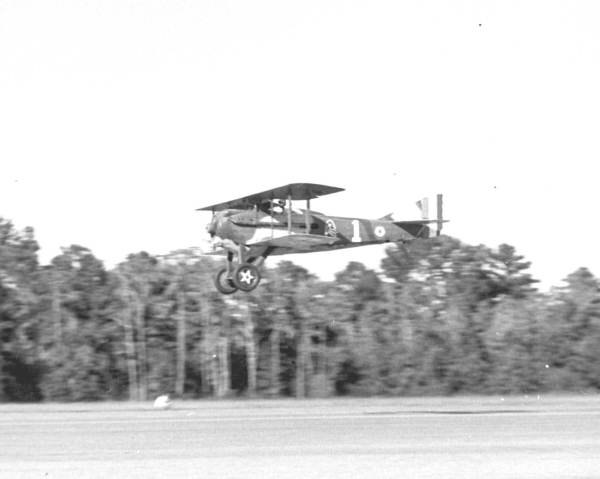 Biplane in flight