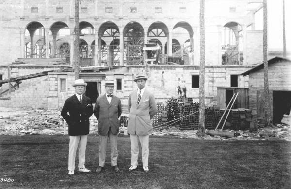 Men at the construction of the Miami Biltmore Hotel - Coral Gables, Florida