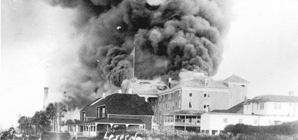 Burning of the Clarendon Inn - Seabreeze, Florida.