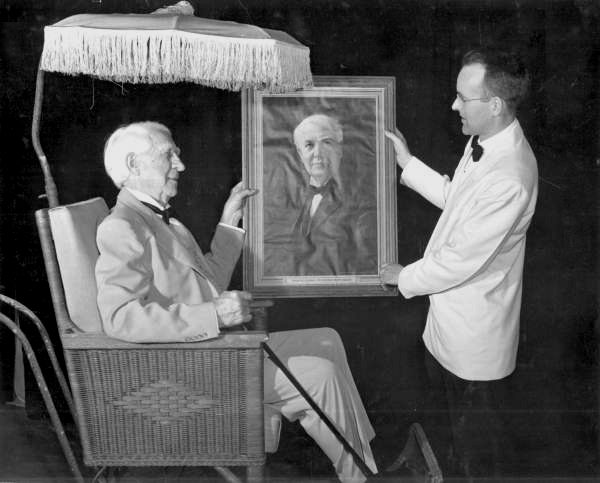 Mr. J.P. Ragsdale in T.A. Edison's wheelchair - Fort Myers, Florida