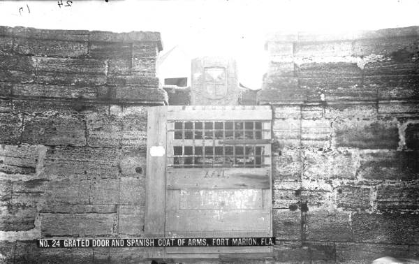 Grated door and Spanish Coat of Arms at Fort San Marcos - Saint Augustine, Florida