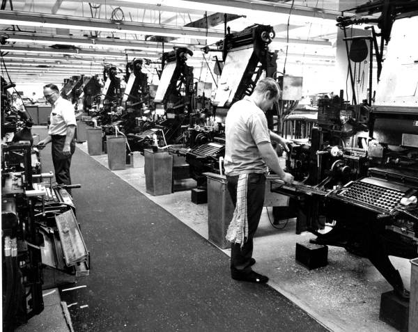 Florida Times Union employees doing linotype - Jacksonville, Florida.