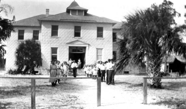 Students and teachers outside Pitchford School - Jupiter, Florida
