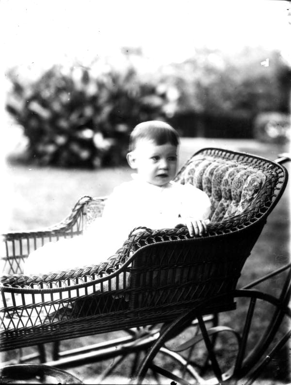 Edna Pearsall, about 1 year old, in baby carriage - Melrose, Florida
