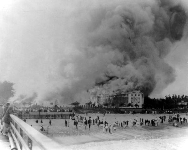 The Breakers hotel on fire - Palm Beach, Florida.
